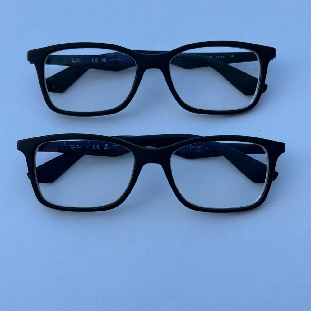 Set of 2 Ray-Ban RB7047 5196 Black Square Plastic Eyeglass Frames 54mm Full Rim